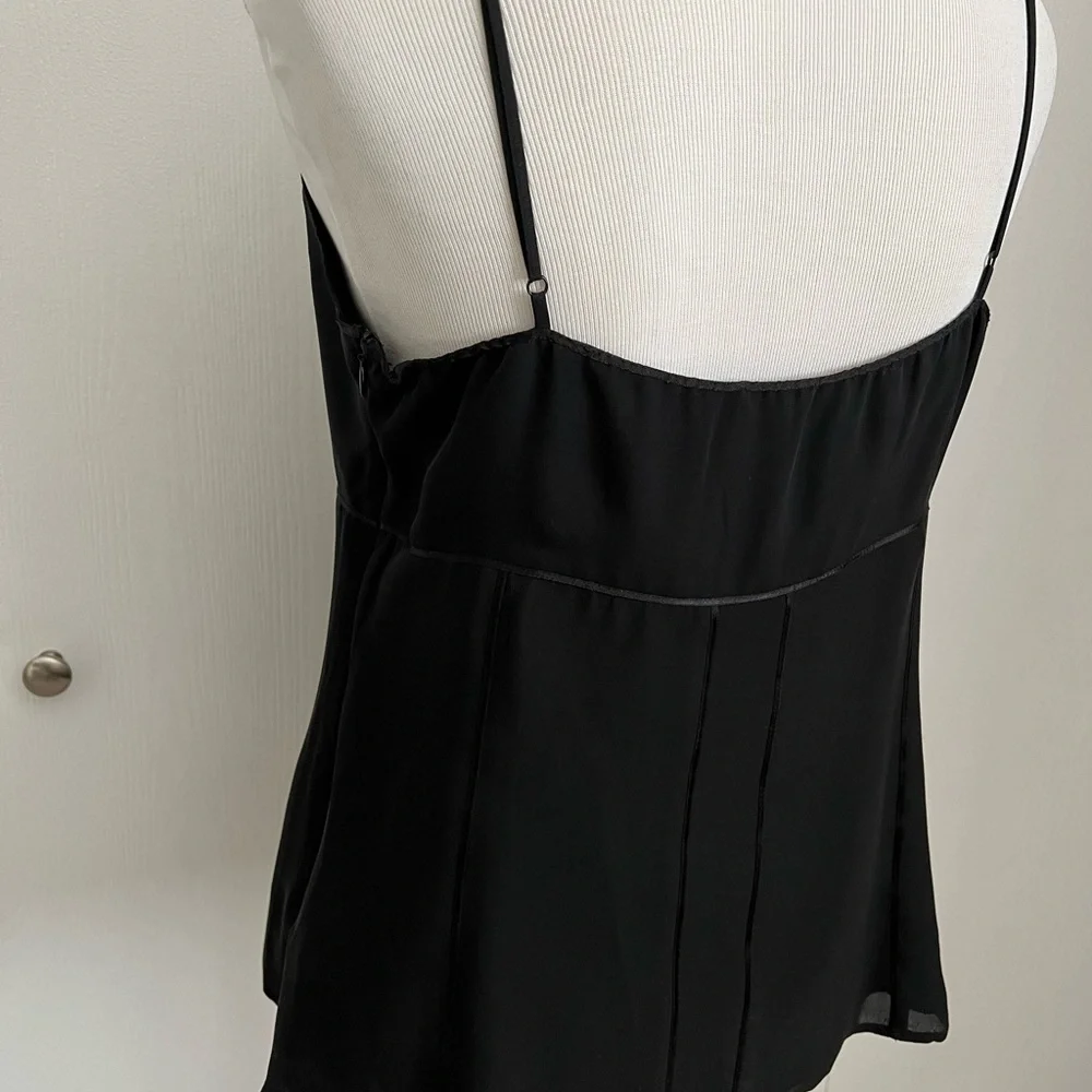 Express Design Studio Silk Chiffon Camisole Top Sz L Black Lined Side Zip - Picture 4 of 9